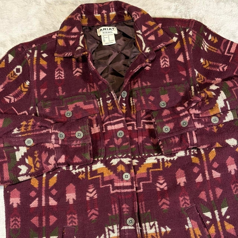 Ariat REAL Southwestern Aztec Print Jacket | Burgundy | Medium